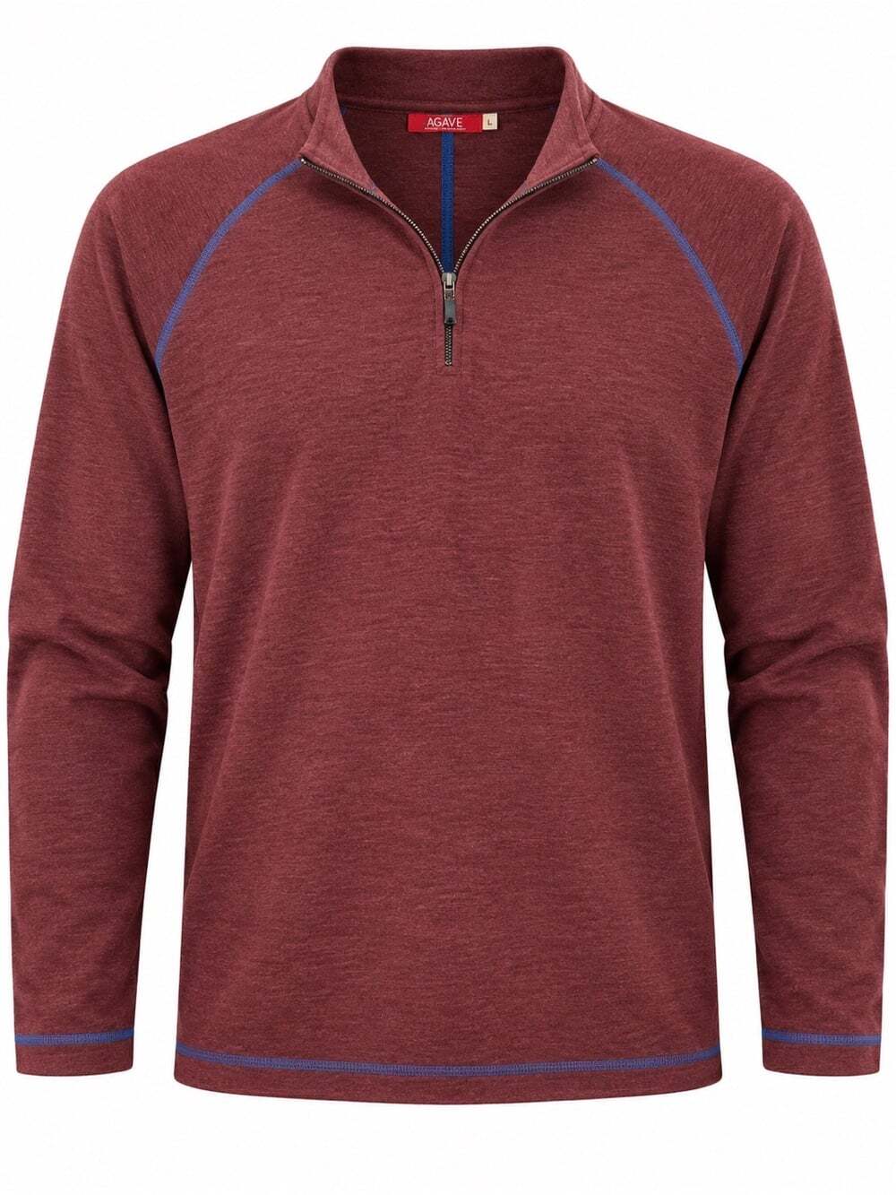 Agave Maroon Quarter Zip Cotton Blend Pullover Sweater Size Large